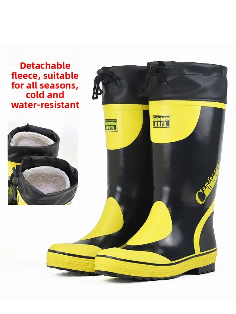 Men's Spring Summer New Mid-High Tube Breathable Rubber Warm Waterproof Faionable Comfortable Anti-Slip Rain Boots