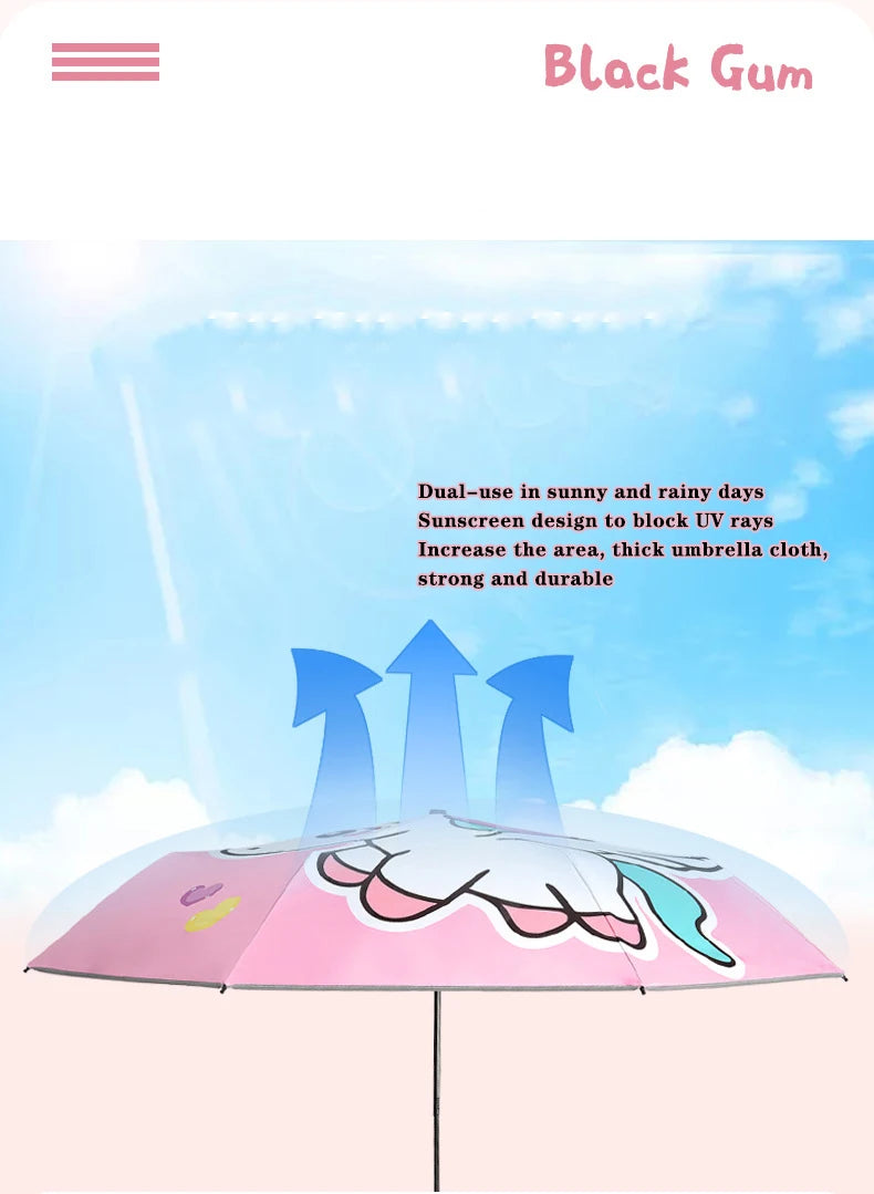 Folding Umbrella,Cute Unicorn,dinosaur,Spaceship Little Tiger,Fashion Sunscreen Umbrella,Reflective stripe design umbrella