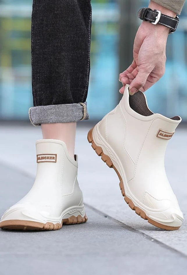 Big Size Waterproof Rain Boots for Men High Quality Ankle Wellies Designer Without Lacing New Wide Toes Original Adult Man Shoes