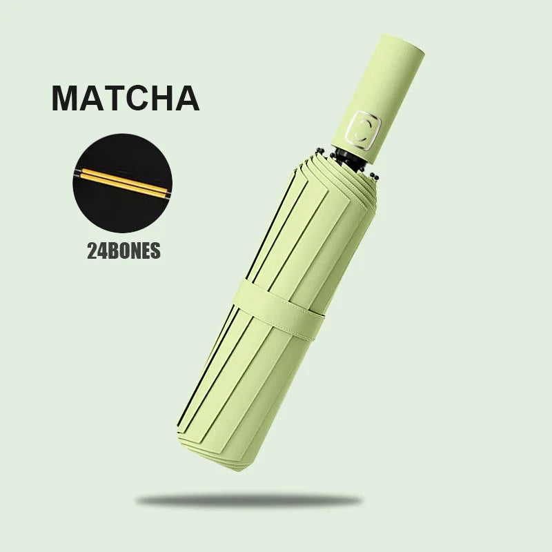 Large 24 Bone Solid Color Automatic Umbrella Light Collapsible Large Format Outdoor Sunshade UV Protection Automatic Umbrella