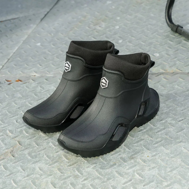 Winter Warm Men's Waterproof Shoes Women's Short Rain Boots Plus Velvet Couple Rain Boots