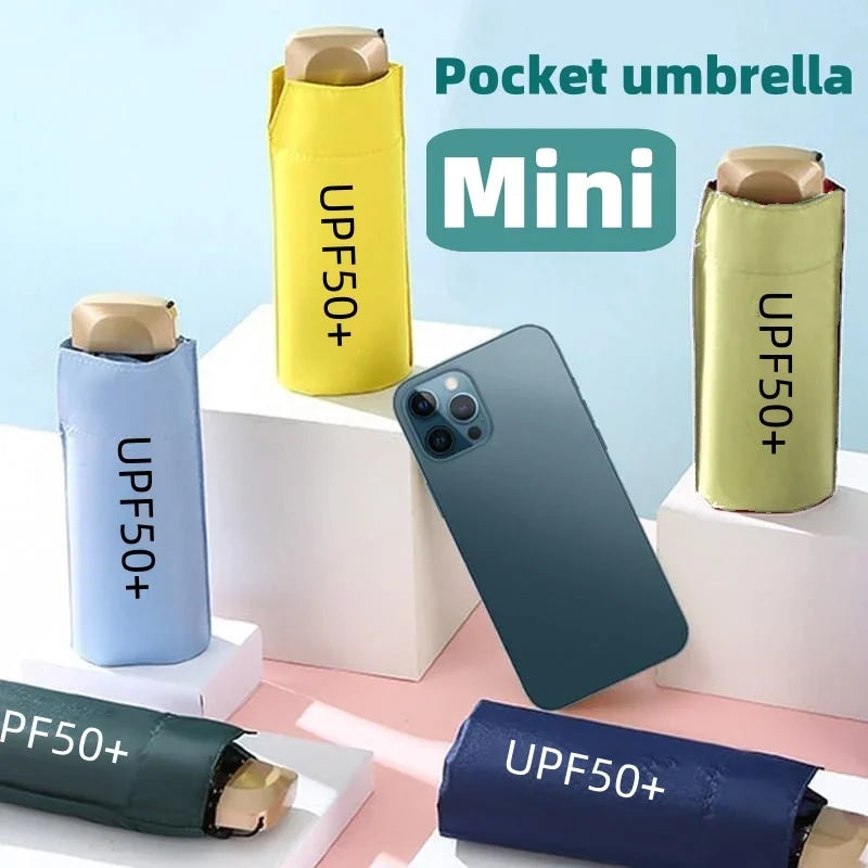 Umbrella for Both Sunny Rainy Days Off Mini Portable UV Protection Folding Sun Rain Shield Compact Capsule UPF50+Travel Umbrella