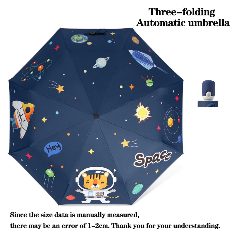 Folding Umbrella,Cute Unicorn,dinosaur,Spaceship Little Tiger,Fashion Sunscreen Umbrella,Reflective stripe design umbrella
