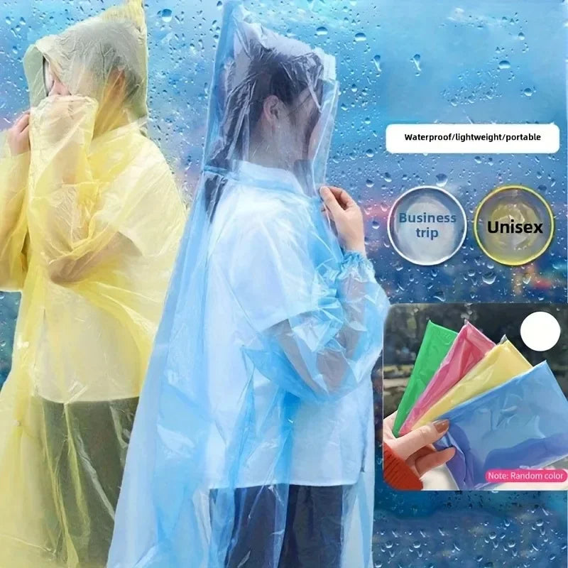 5/10PCS Compact Disposable Rain Poncho Lightweight Emergency Rainwear for Outdoor Camping Hiking Travel Rain Protection Gear