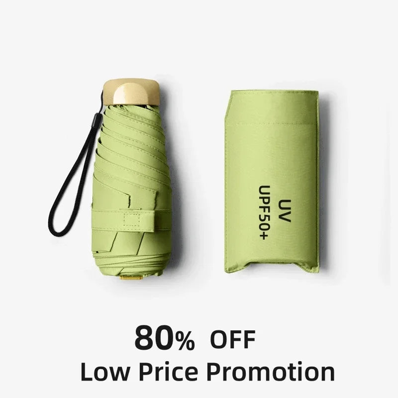 Umbrella for Both Sunny Rainy Days Off Mini Portable UV Protection Folding Sun Rain Shield Compact Capsule UPF50+Travel Umbrella