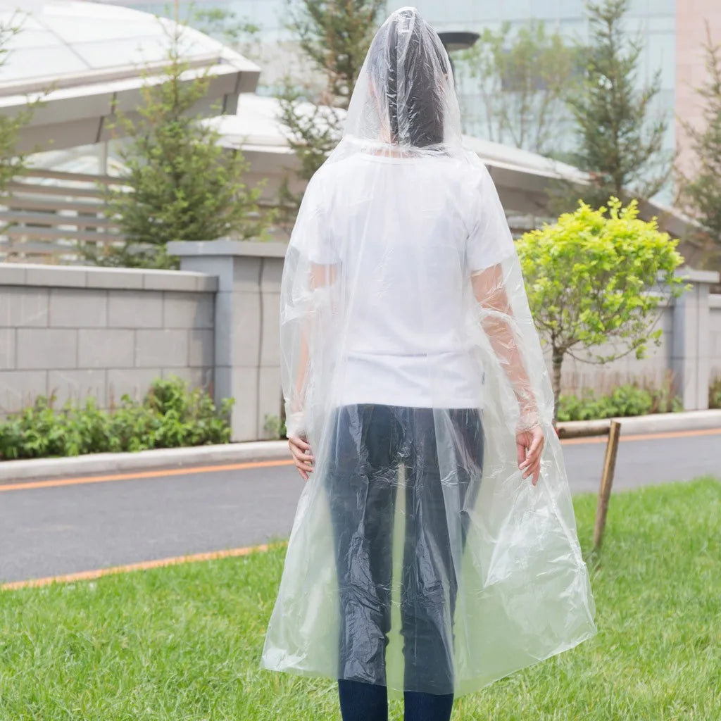 1pc Disposable Rain Ponchos Emergency Raincoat with Hood Clear Raincoat for Men Women Traveling Outdoor Camping Hiking Walking