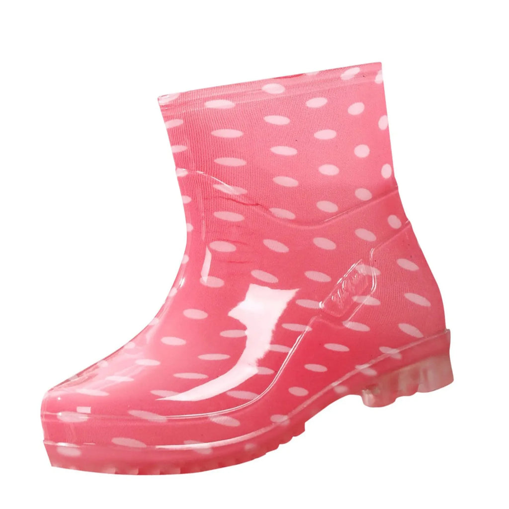 Black Polka Dots Women's Rain Shoes Waterproof And Non-slip Kitchen Work Rubber Shoes Pvc Short Tube Rain Boots Summer Shoes