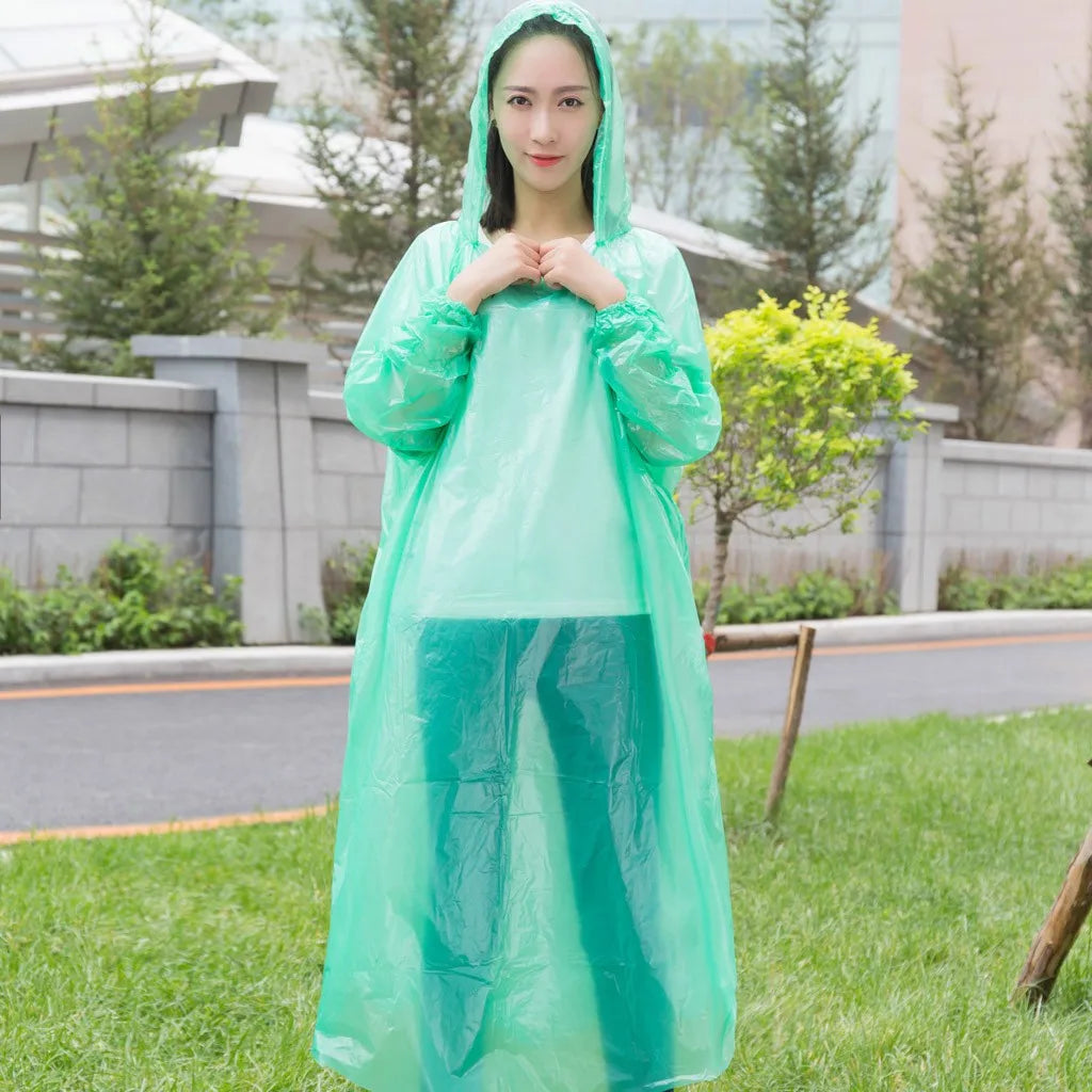 1pc Disposable Rain Ponchos Emergency Raincoat with Hood Clear Raincoat for Men Women Traveling Outdoor Camping Hiking Walking