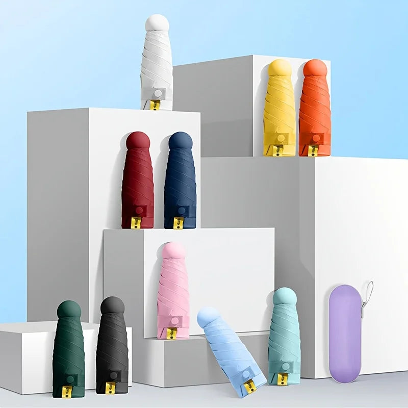 Compact Travel Mini Umbrella Uv Protection Capsule Umbrella 5 Fold Ultra Lightweight Sunshade Umbrellas Protable Manual