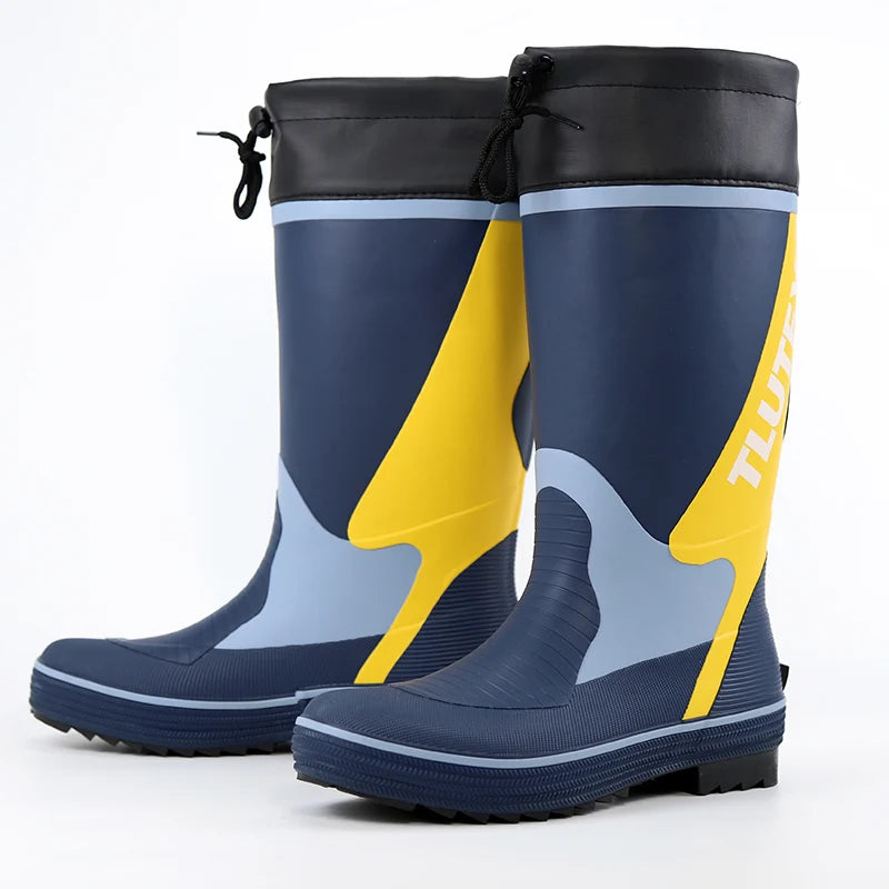 Men's Spring Summer New Mid-High Tube Breathable Rubber Warm Waterproof Faionable Comfortable Anti-Slip Rain Boots