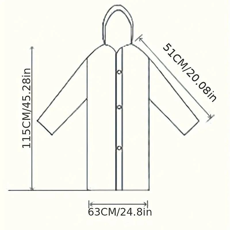 Lightweight Reusable Hooded Raincoat for Women - Waterproof EVA Rain Poncho for Outdoor Activities