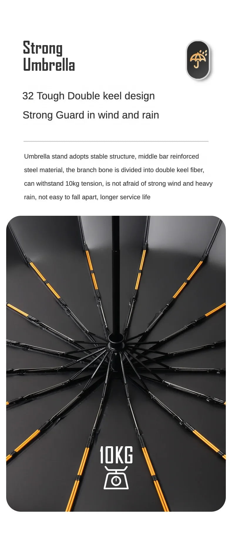 Business Fully Automatic Folding Umbrella Men and Women, Windproof 32 Bone, Wooden Handle, Waterproof Sunshade Rain Umbrellas