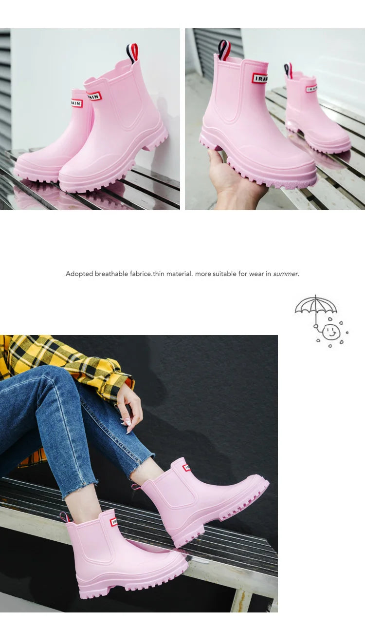 1 Pair of Women's Short Rain Boots Pvc Non-Slip Water Shoes Outdoor Waterproof Shoes Women's Fashionable Water Boots