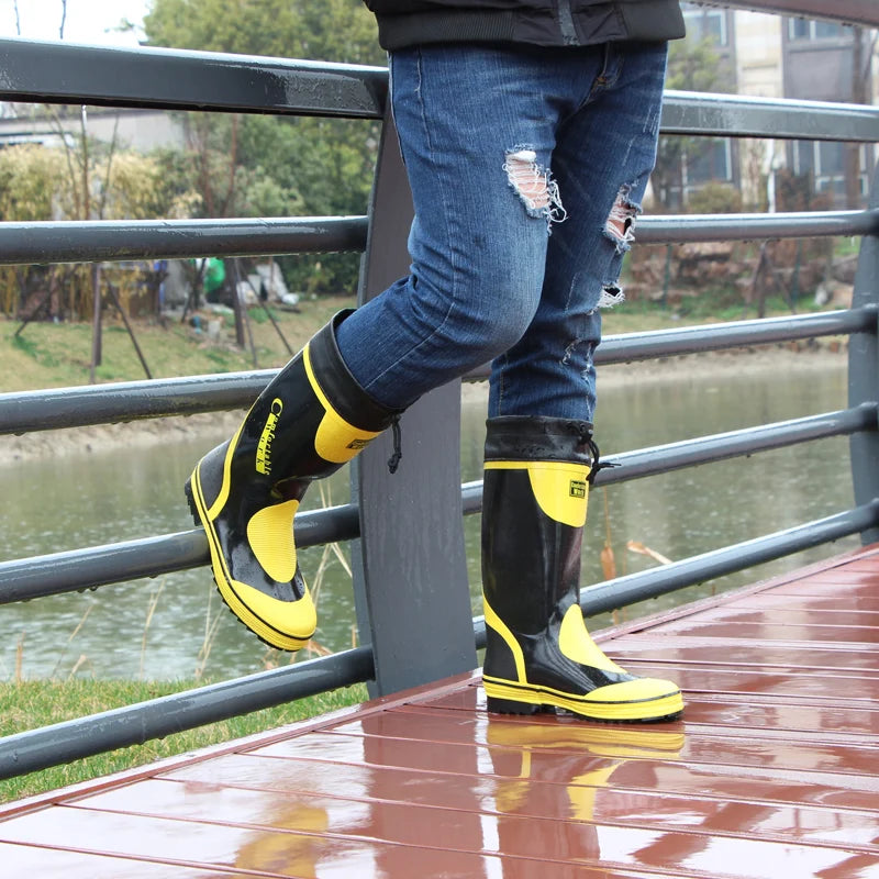 Men's Spring Summer New Mid-High Tube Breathable Rubber Warm Waterproof Faionable Comfortable Anti-Slip Rain Boots