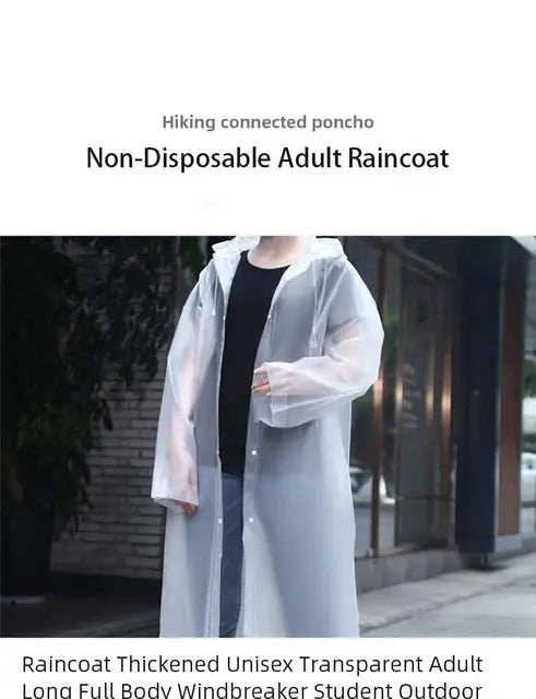 Non-Disposable Padded Adult Raincoat Outdoor Travel EVA Hiking Poncho Rain Suit Rain Waterproof Rain Gear