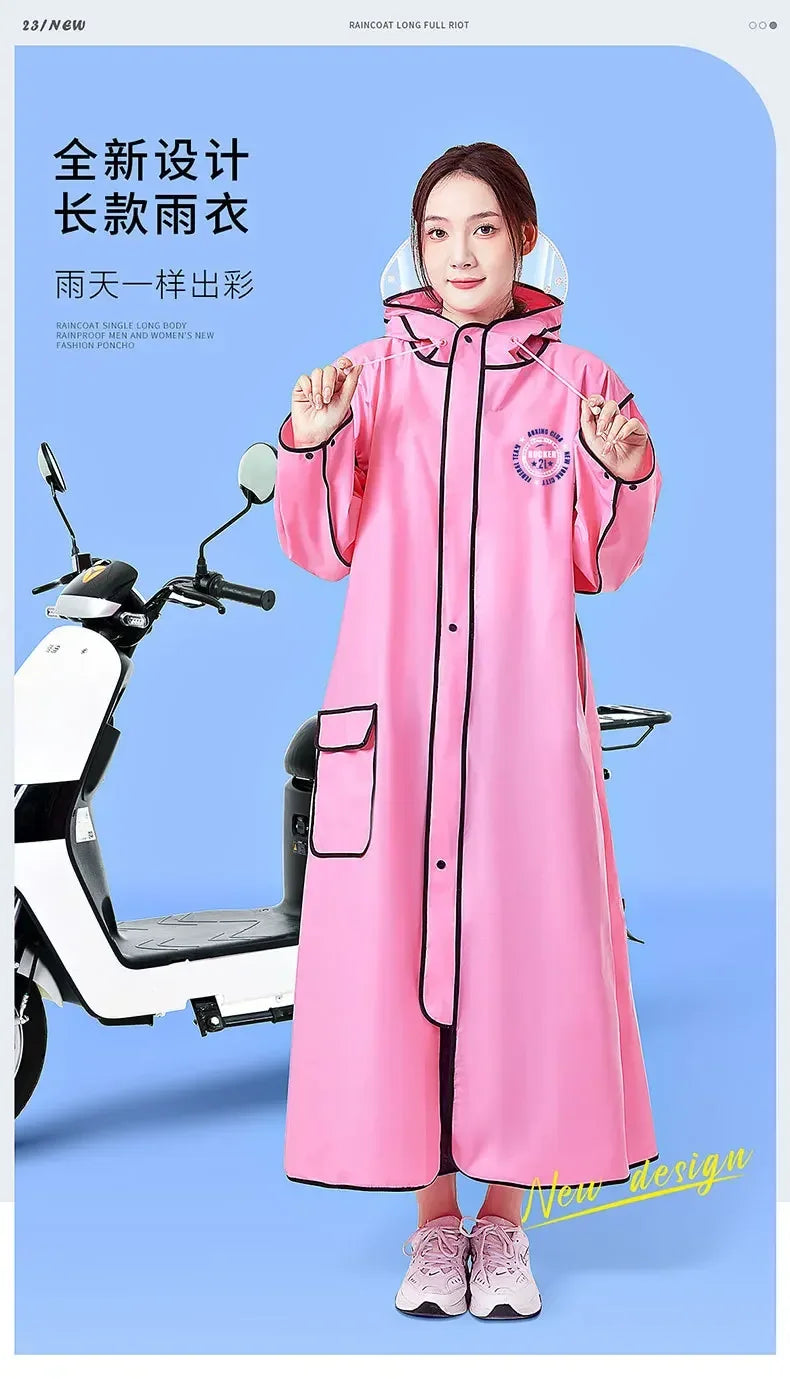 EVA Long Raincoat: Waterproof Zipper Rain Gear for Men & Women. Reusable Poncho with Pants, Portable Outdoor Travel Rain Jacket