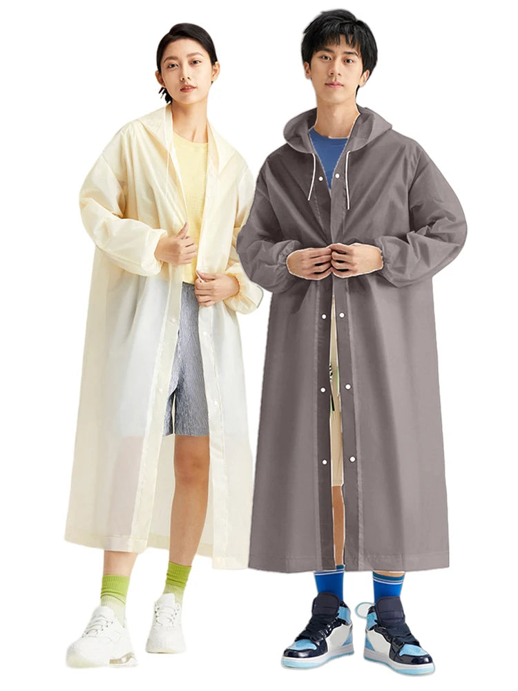 Disposable Adult Long Raincoat Drawstring Hooded Rain Poncho Portable Long Hooded Rain Coats for Outdoor Travel Emergency