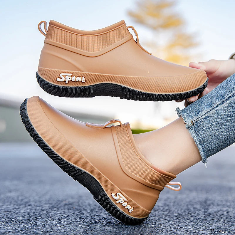 German Sle Women's Rain Boots Anti-Slip Low Cut ort Tube Kitchen Workwear Resistant to Wear Waterproof PVC oes