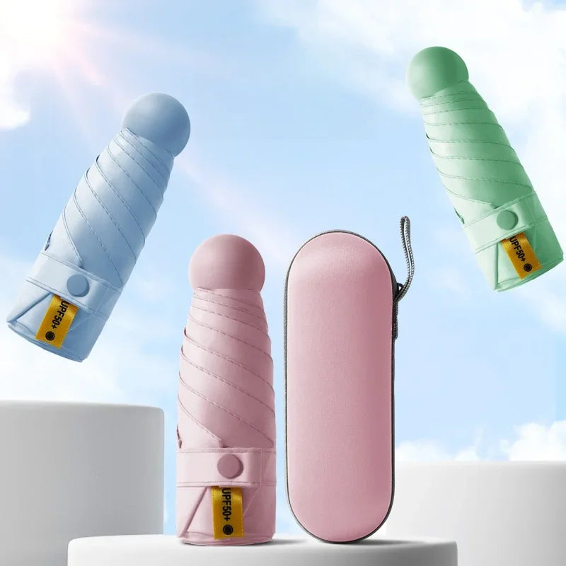 ‌Mini Sunscreen UV Protection Parasol - Compact Pocket-Sized Umbrella for Sunny/Rainy Days, Lightweight Travel Gift Capsule