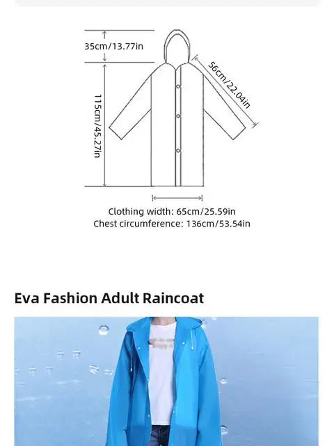 Non-Disposable Padded Adult Raincoat Outdoor Travel EVA Hiking Poncho Rain Suit Rain Waterproof Rain Gear