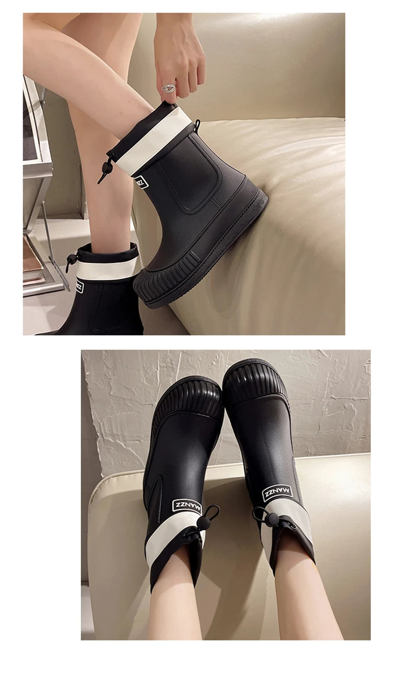 Lady Rain Boots Fashion Non-slip Soft Comfort Waterproof Rain Boots Women Outdoor Hiking School Rainy Days On Foot Camping