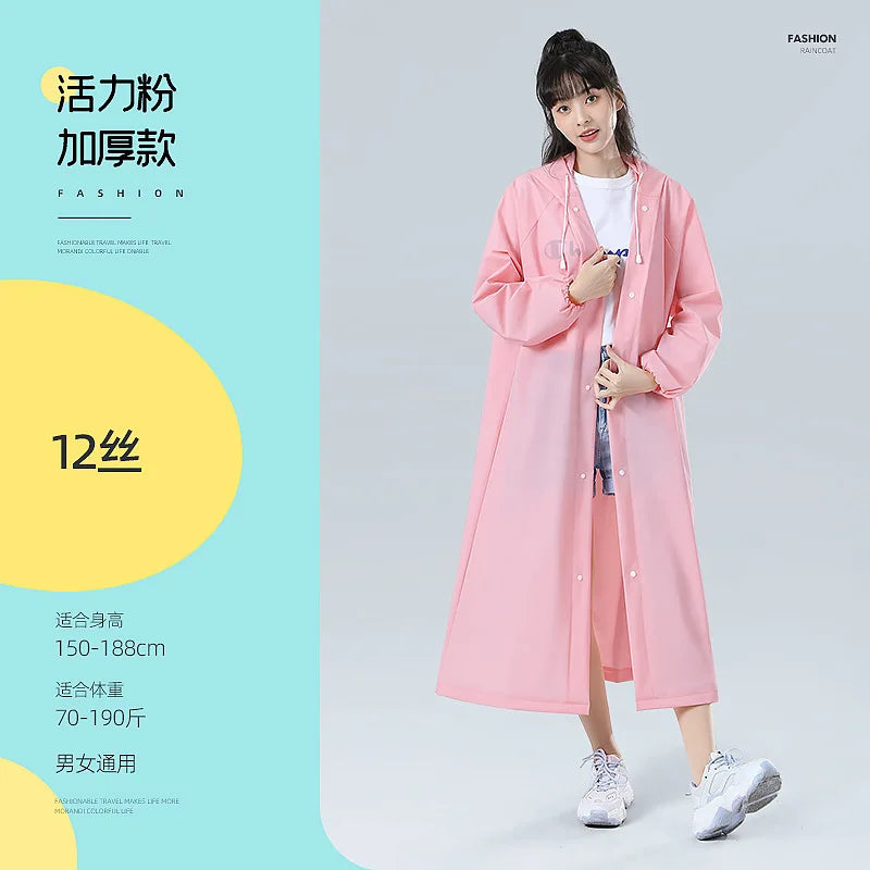 【Reusable EVA Raincoat】Transparent One-Piece Poncho for Adults Portable Outdoor Rainwear Eco-Friendly Waterproof EVA Material