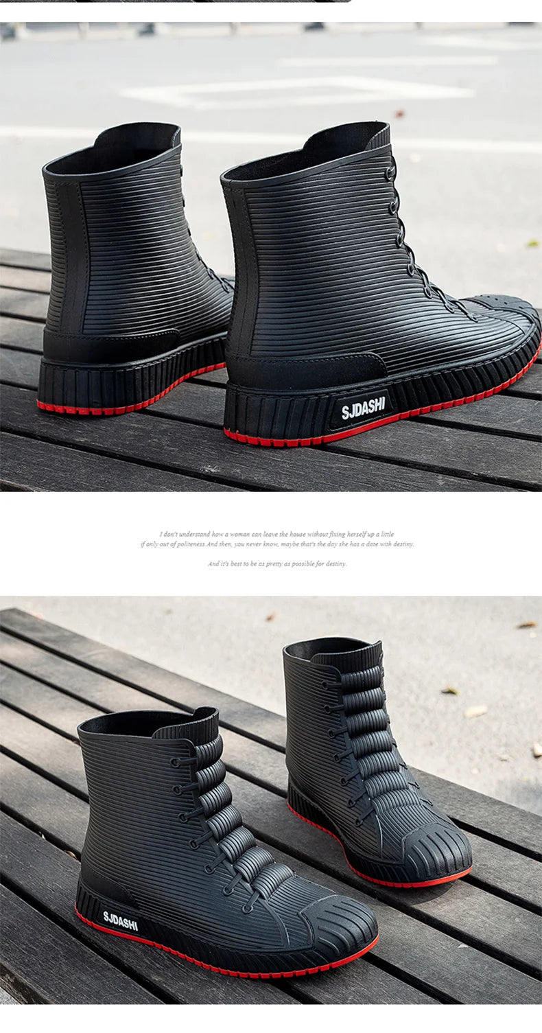 Rain Boots For Men Women Summer Casual Mid-calf Waterproof Shoes Winter Lining With Fleece Warm Anti-slip Wear-resistant Outdoor