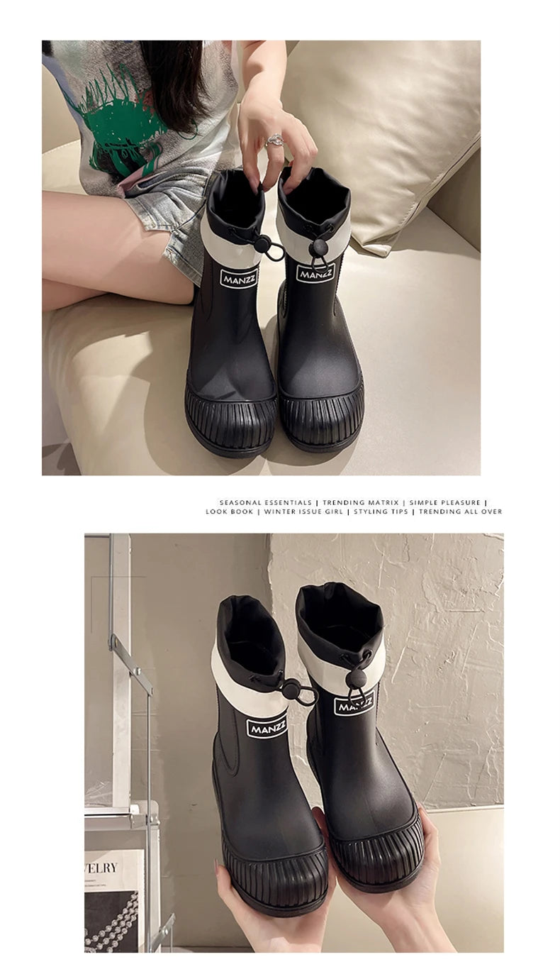 Lady Rain Boots Fashion Non-slip Soft Comfort Waterproof Rain Boots Women Outdoor Hiking School Rainy Days On Foot Camping