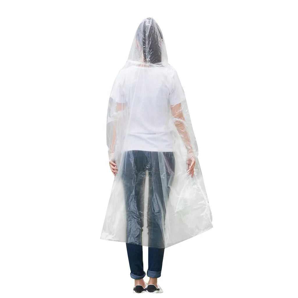 1pc Disposable Rain Ponchos Emergency Raincoat with Hood Clear Raincoat for Men Women Traveling Outdoor Camping Hiking Walking