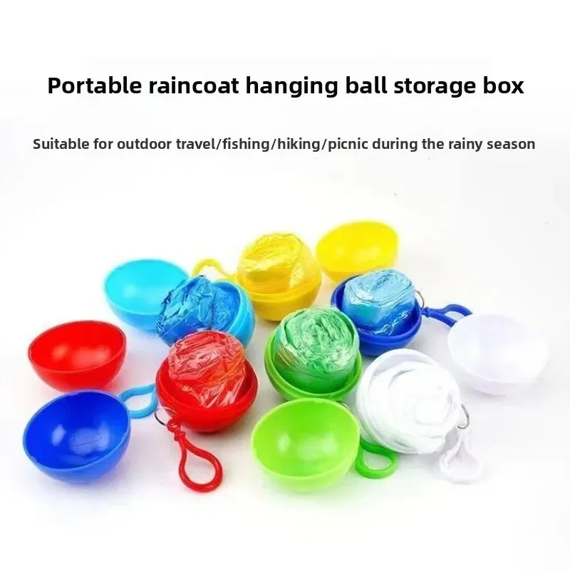 5Pcs Mini Portable Raincoats Ball Colorful Disposable Thicken Rain Ponchos Emergency Waterproof Rainwear Cape Keyring Balls