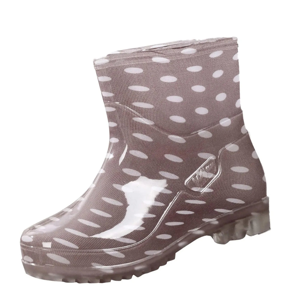 Black Polka Dots Women's Rain Shoes Waterproof And Non-slip Kitchen Work Rubber Shoes Pvc Short Tube Rain Boots Summer Shoes