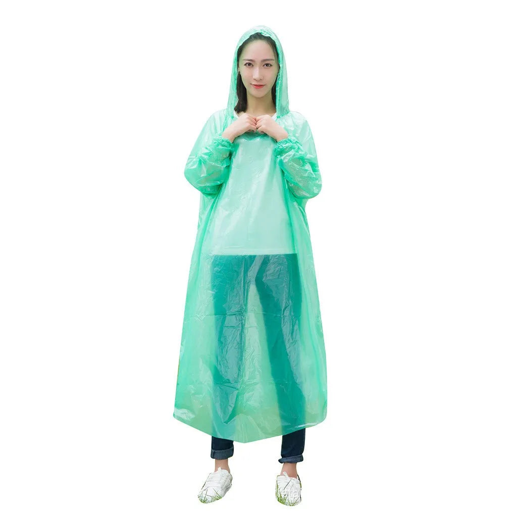 1pc Disposable Rain Ponchos Emergency Raincoat with Hood Clear Raincoat for Men Women Traveling Outdoor Camping Hiking Walking