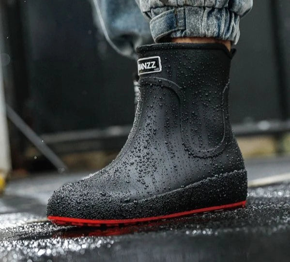 Winter Big Size Warm Waterproof Fleece-lined Short Men's Rain Boots Chef Kitchen Rainy Day Adult Without Lacing Mud Male Shoes