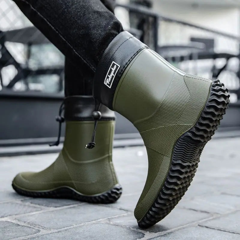 Waterproof Short Rain Boots for Men Chef Kitchen Wear-resistant Garden Wellies Low-heel Work Outdoor Original Summer Man Shoes