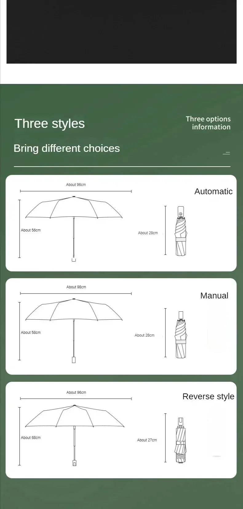 UV Black Adhesive Fully Automatic Sun Umbrella with Rain and Rain Protection, UV Protection, Sunscreen, and Three Fold Umbrella