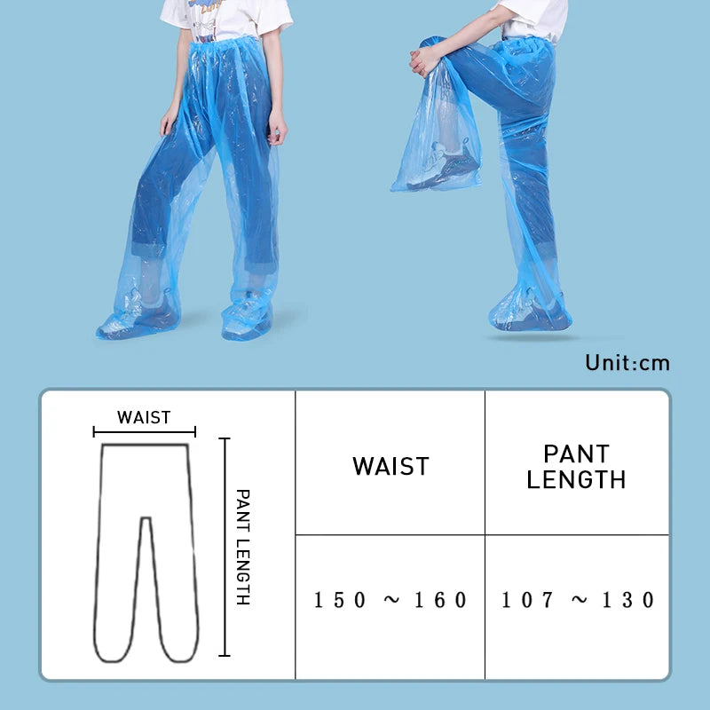 5/10 Pcs Disposable Raincoat Pants Portable Splash Proof Split Raincoat Outdoor Travel Drifting Cycling Feet-wrapped Rain Pants