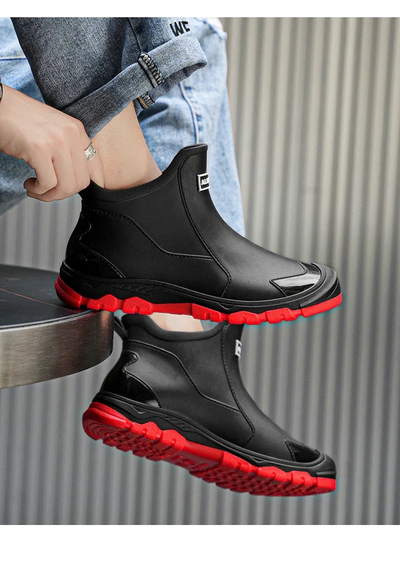Waterproof Cross-Border Men's Rain Shoes Fashionable Short Socks Thickened Warm Rubber Work Anti-Slip Fishing Kitchen Rain Boots