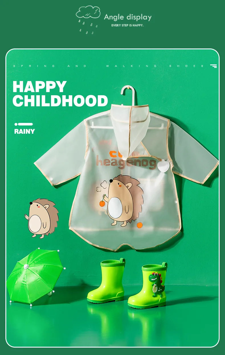 New Children's Transparent Poncho Waterproof Kindergarten Rainwear Children's Raincoat Boys And Girls Medium Length