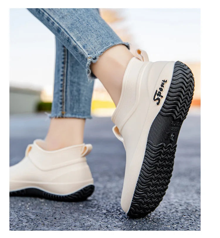 German Sle Women's Rain Boots Anti-Slip Low Cut ort Tube Kitchen Workwear Resistant to Wear Waterproof PVC oes