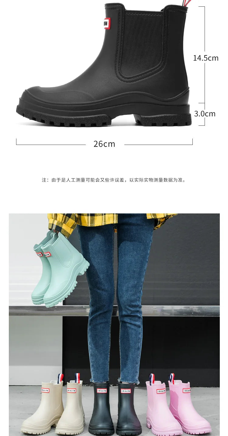 1 Pair of Women's Short Rain Boots Pvc Non-Slip Water Shoes Outdoor Waterproof Shoes Women's Fashionable Water Boots