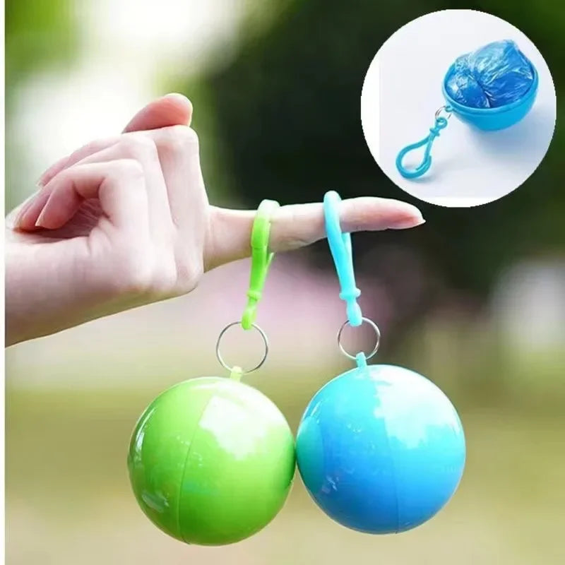 5Pcs Mini Portable Raincoats Ball Colorful Disposable Thicken Rain Ponchos Emergency Waterproof Rainwear Cape Keyring Balls