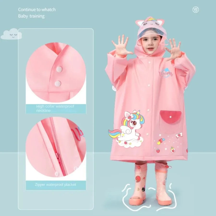 1PC Children's Raincoat - for Girls & Boys, Suitable for Kindergarten, Preschool & Elementary School, with Backpack Space