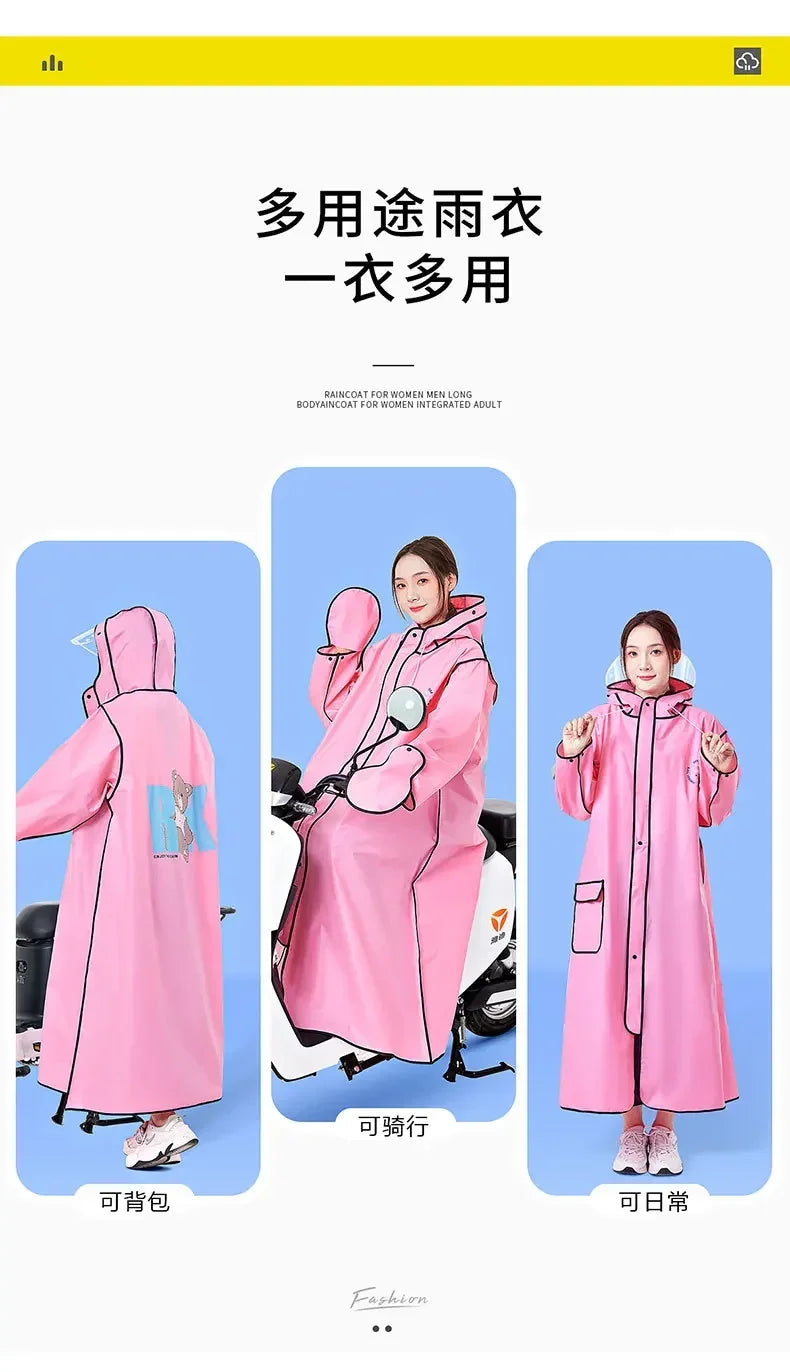 EVA Long Raincoat: Waterproof Zipper Rain Gear for Men & Women. Reusable Poncho with Pants, Portable Outdoor Travel Rain Jacket