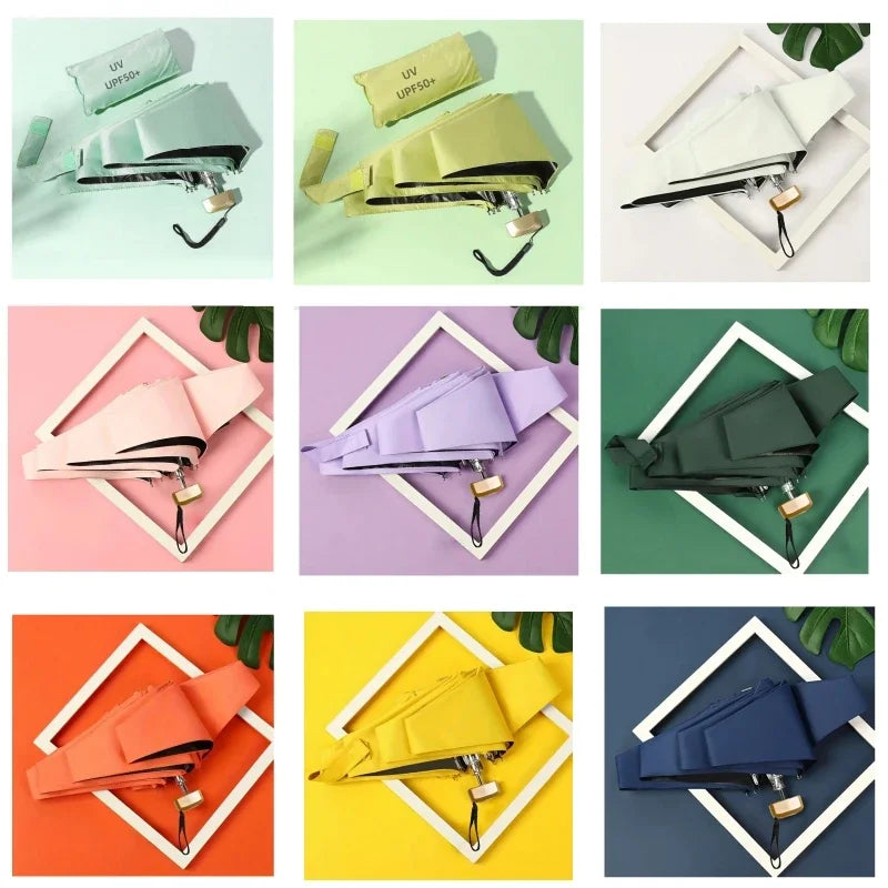 Umbrella for Both Sunny Rainy Days Off Mini Portable UV Protection Folding Sun Rain Shield Compact Capsule UPF50+Travel Umbrella