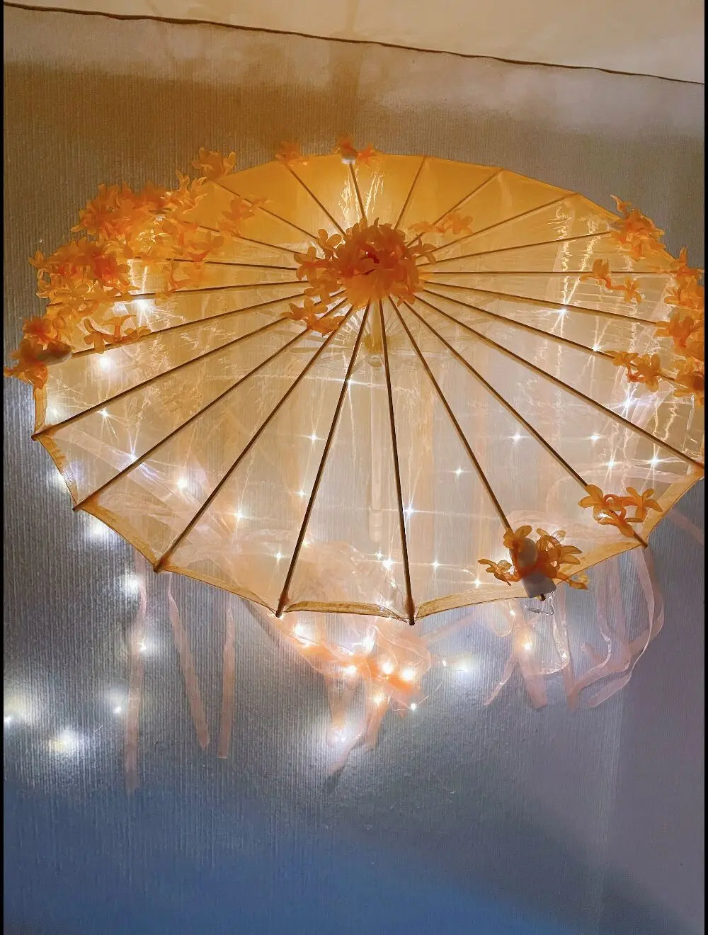 LED Yarn Silk Cloth Lace Decorative Umbrella Beach Parasol Princess Chinese Japan Umbrella Drama Craft Umbrella Cosplay