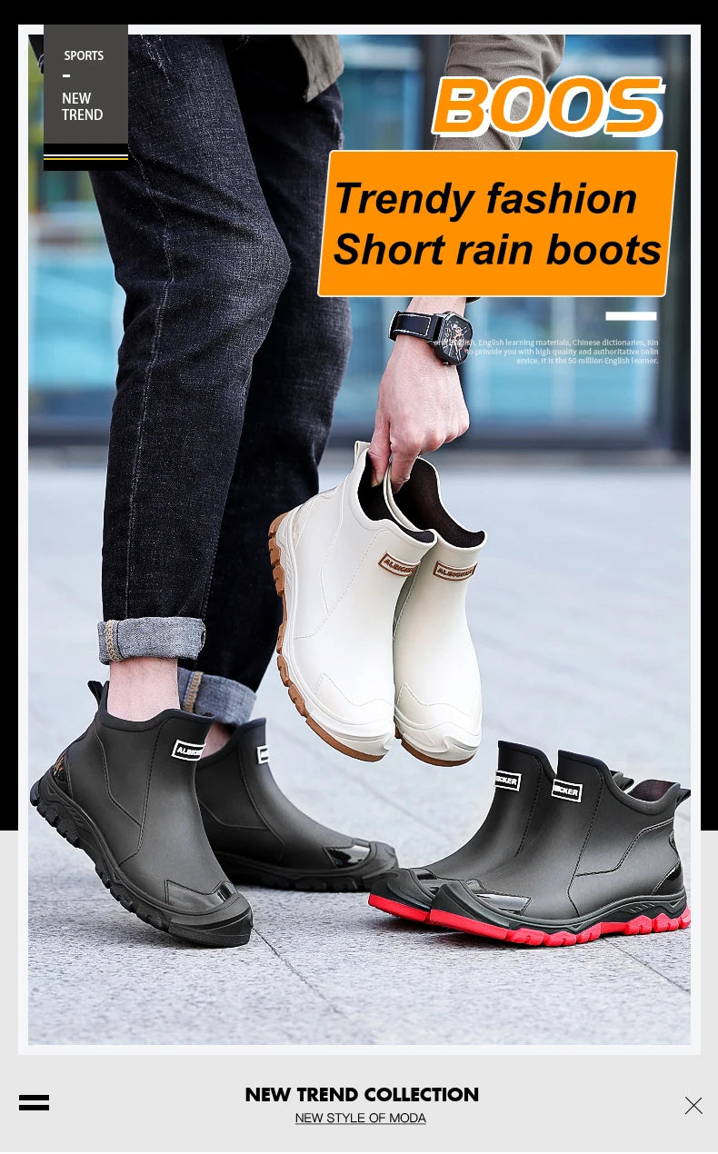 New Outdoor Non-slip Light Shoes Men Rain Boots Waterproof Rubber Fishing Shoes Durable Waterproof Rubber Fishing Shoes
