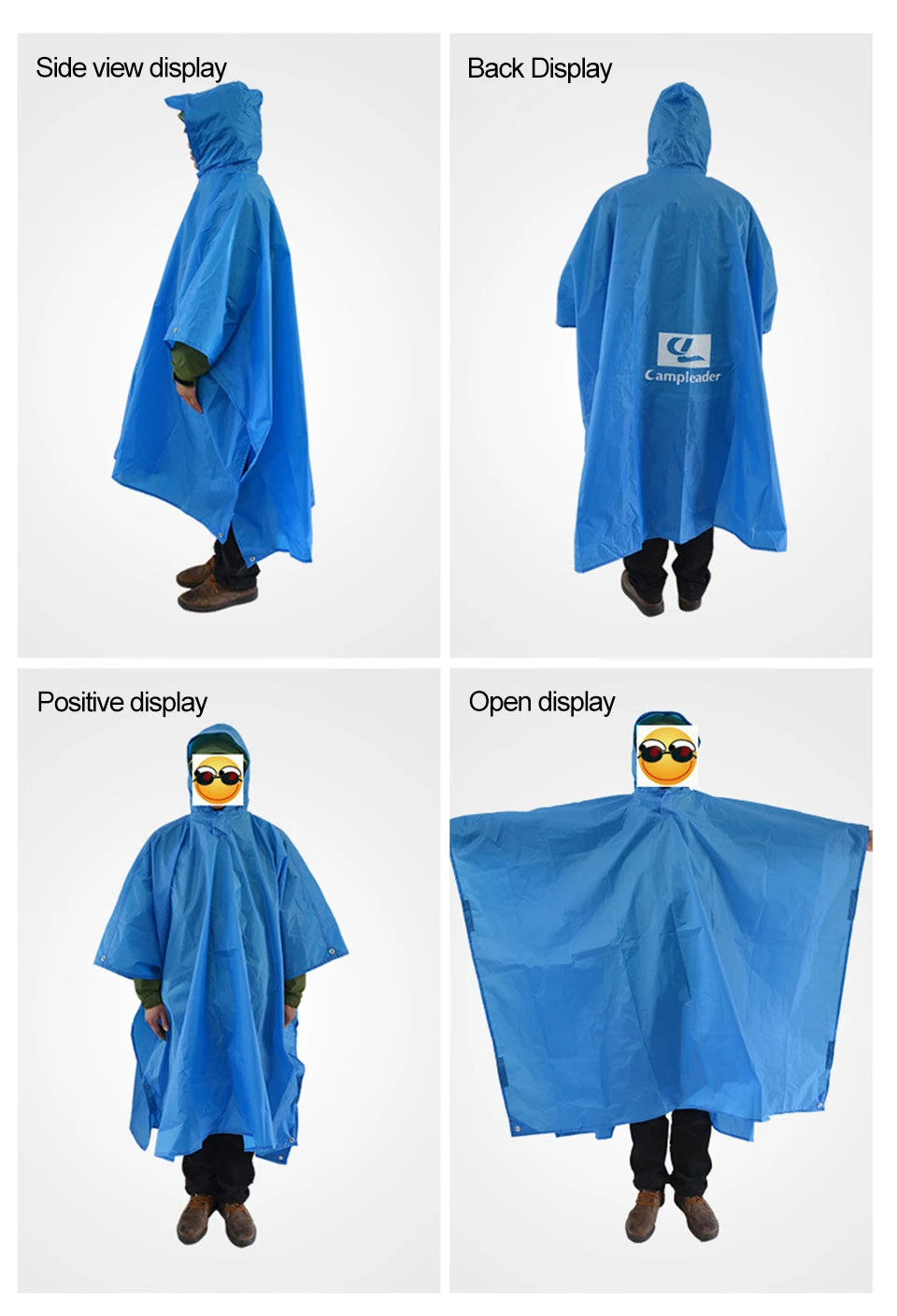 Outdoor 3 In 1 Raincoat Hooded Sleeve Waterproof Rain Poncho Motorcycle Rain Cover Camping Hiking Travel Portable Rainwear Tent