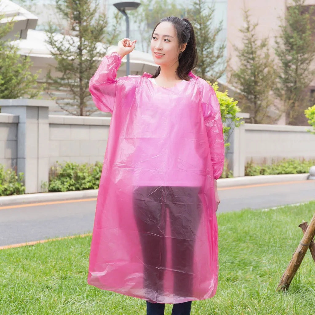 1pc Disposable Rain Ponchos Emergency Raincoat with Hood Clear Raincoat for Men Women Traveling Outdoor Camping Hiking Walking