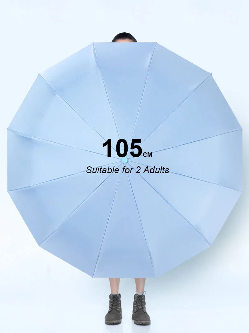 Large 24 Bone Solid Color Automatic Umbrella Light Collapsible Large Format Outdoor Sunshade UV Protection Automatic Umbrella