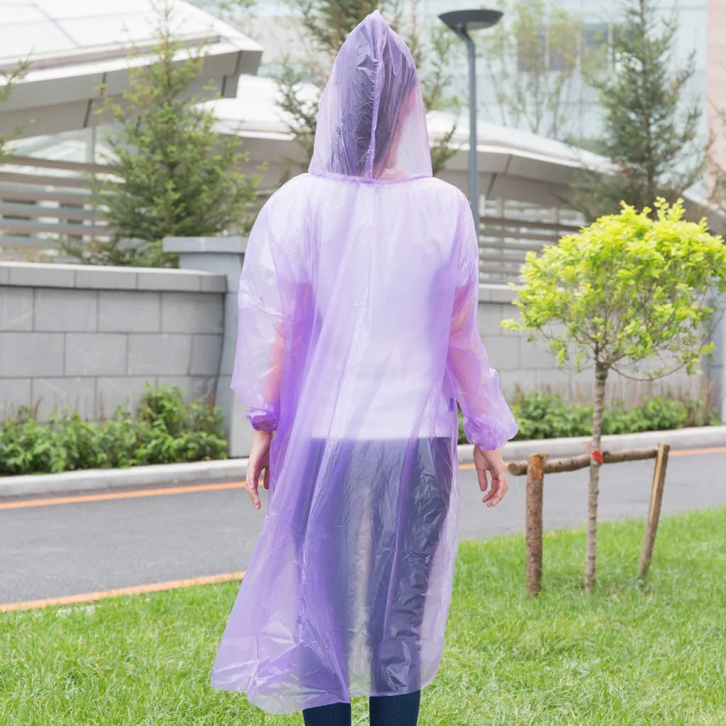 1pc Disposable Rain Ponchos Emergency Raincoat with Hood Clear Raincoat for Men Women Traveling Outdoor Camping Hiking Walking